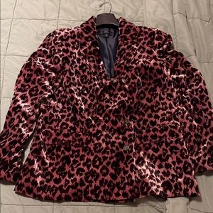 J. Crew Pink Leopard Velvet Blazer